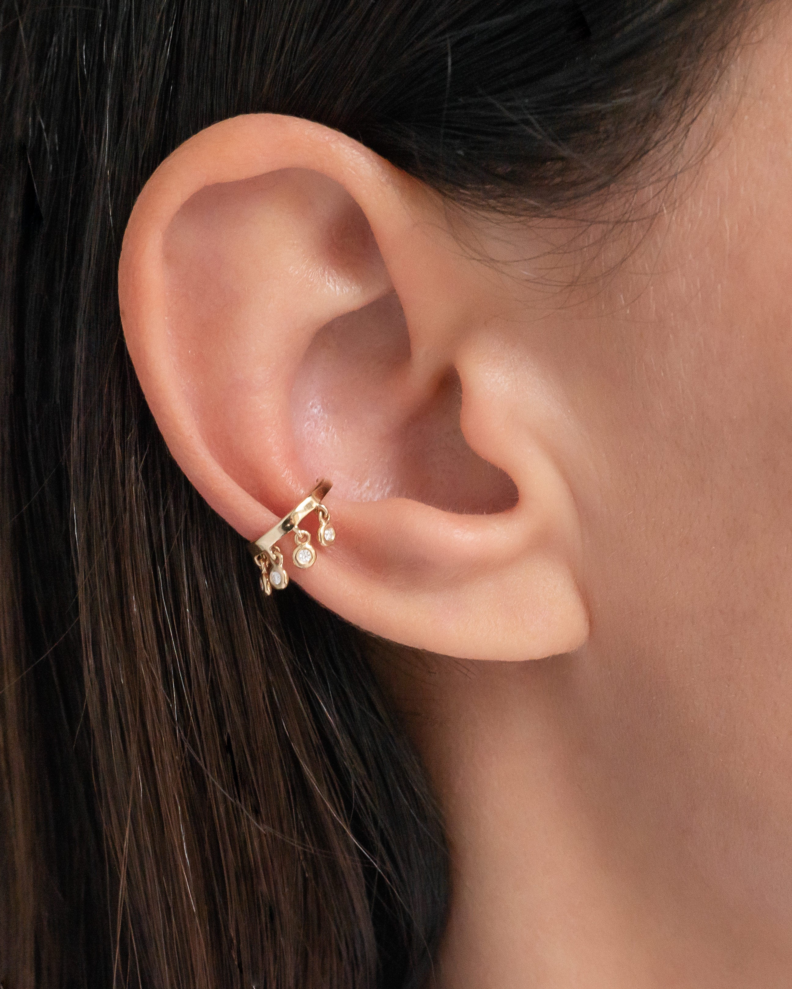 14k Gold Ear Cuff with Diamond Fringes Zoe Lev Jewelry