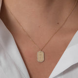 Diamond Mini Dog Tag Necklace Personalized Zoe Lev Jewelry