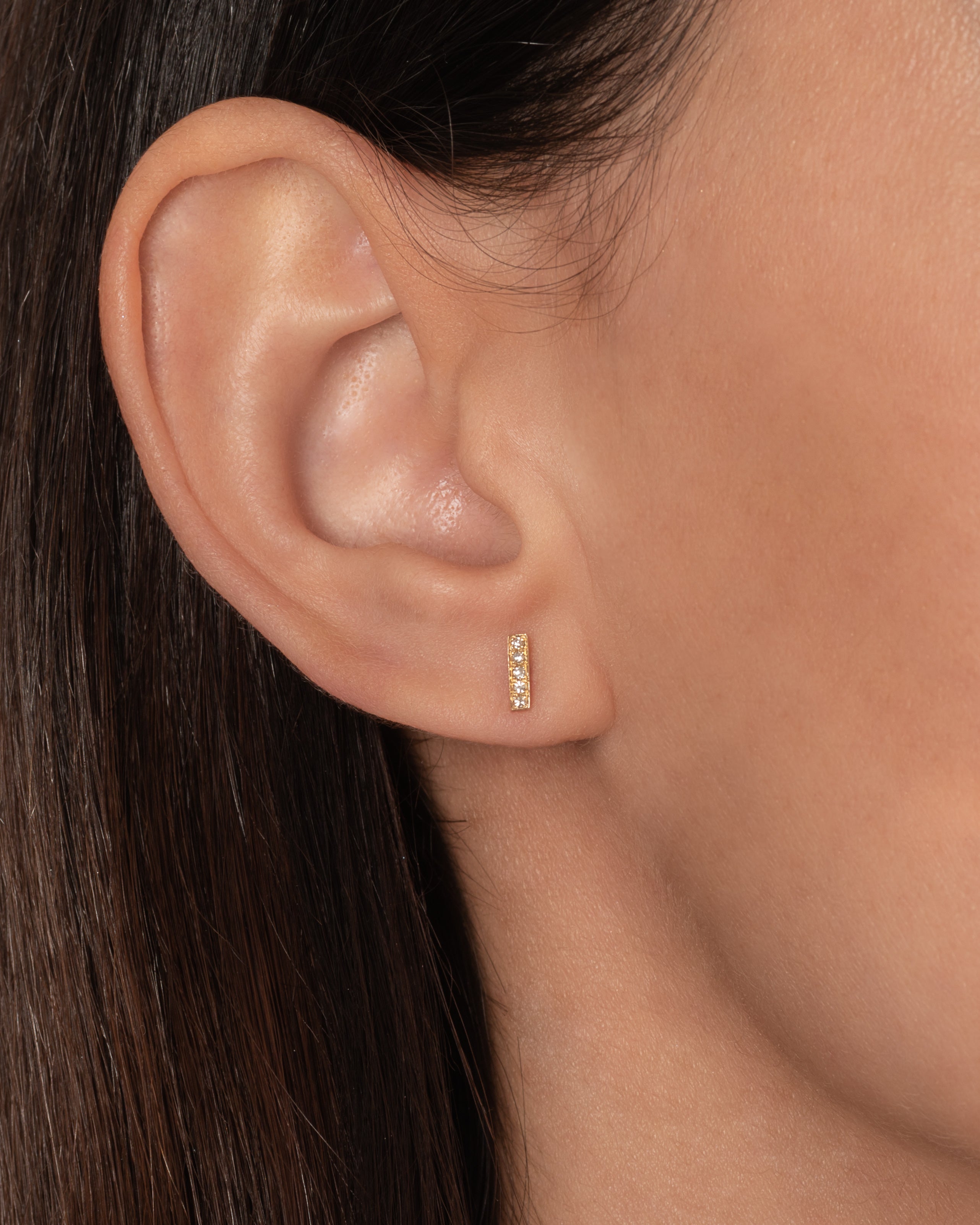 Diamond Bar Stud Earrings Zoe Lev Jewelry