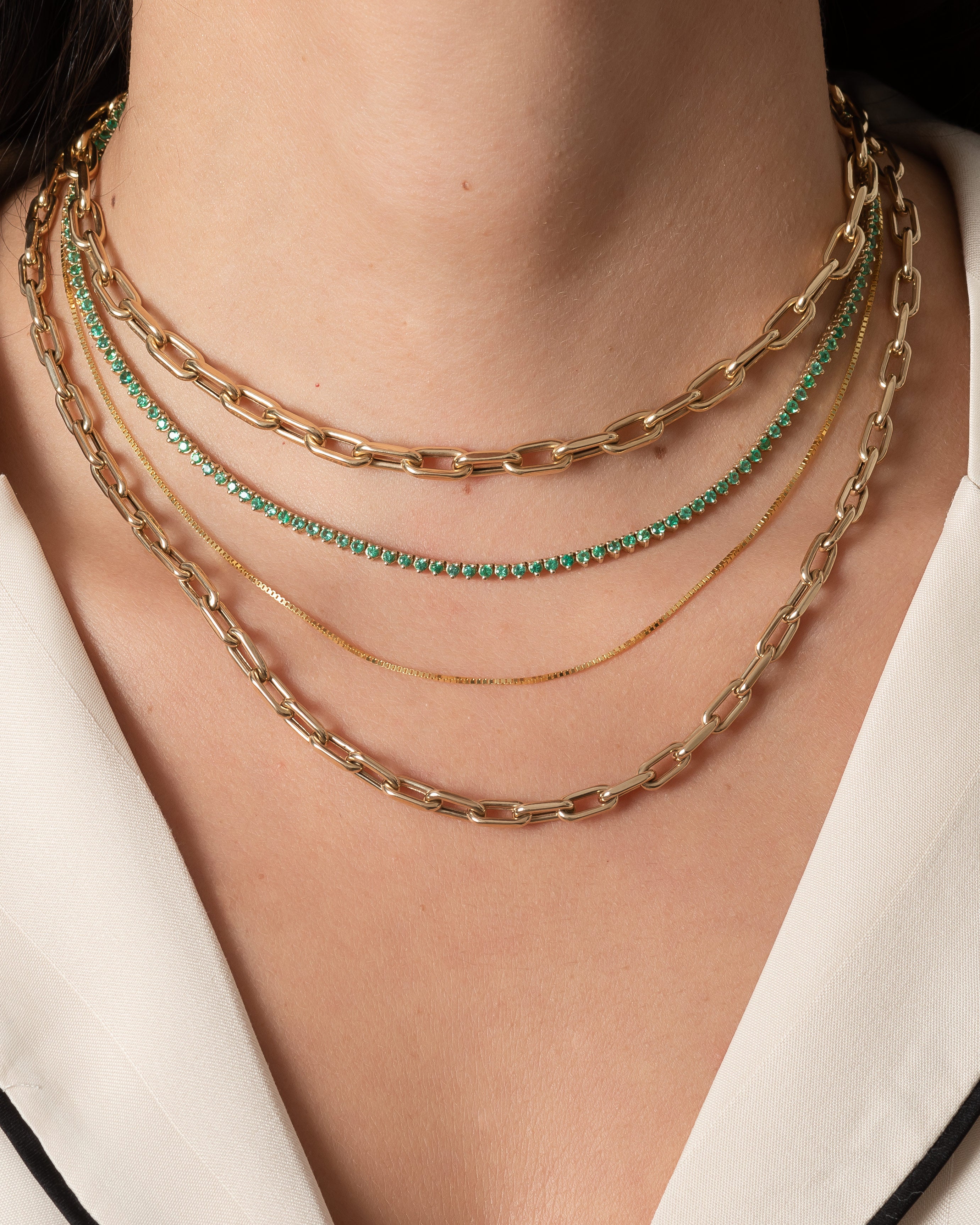 3 Prong Emerald Tennis Necklace Zoe Lev Jewelry