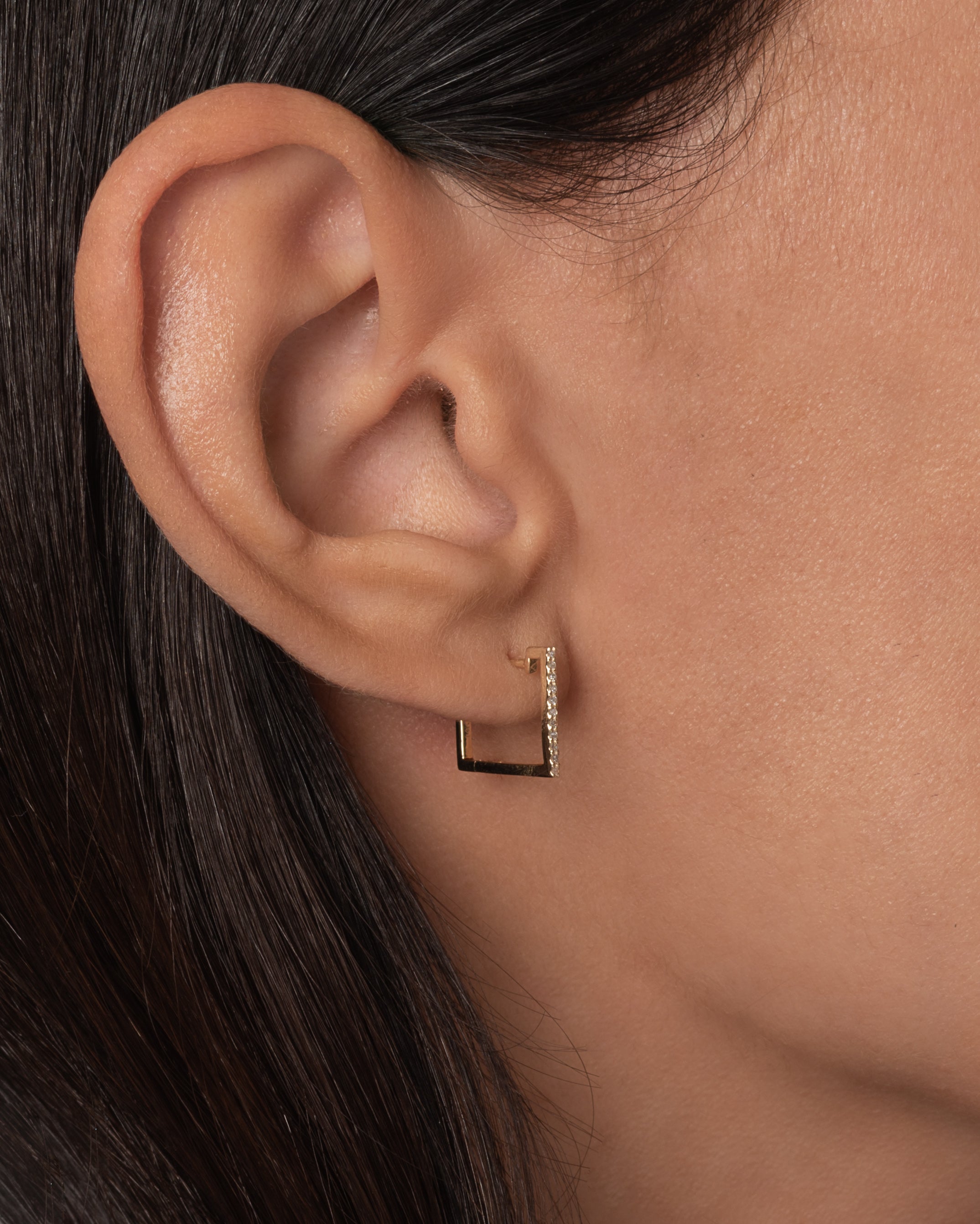 Diamond Square Huggie Earrings SAMPLE SALE Zoe Lev Jewelry