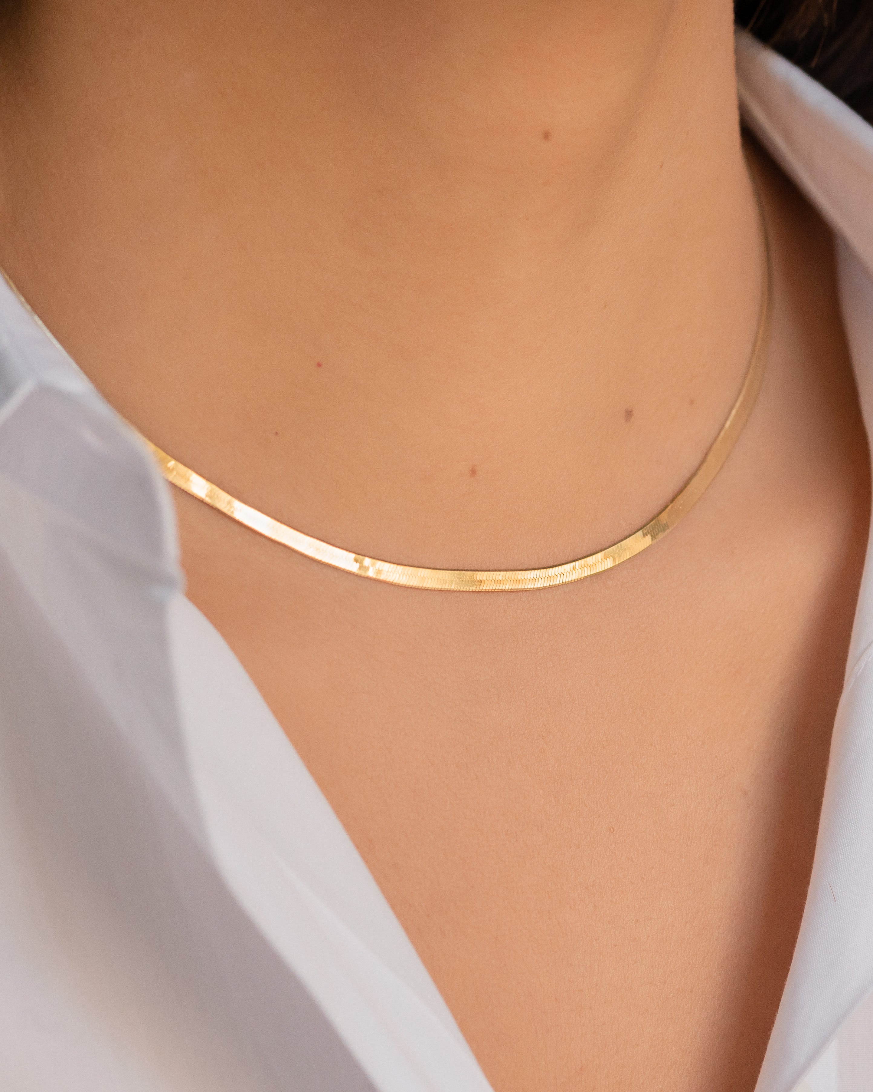 14k Gold Herringbone Necklace - 18" SAMPLE SALE Zoe Lev Jewelry