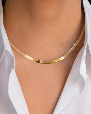 14k Gold Large Herringbone Necklace