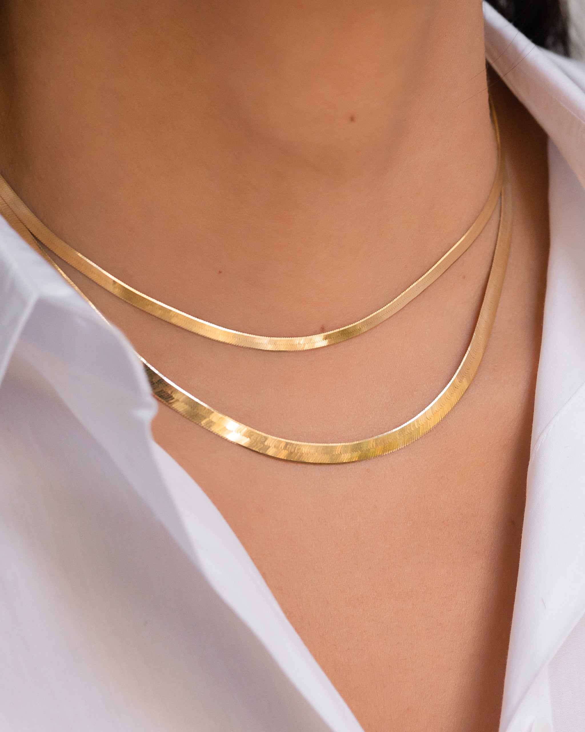 14k Real Yellow Gold Herringbone Snake Chain Necklace – NORM JEWELS