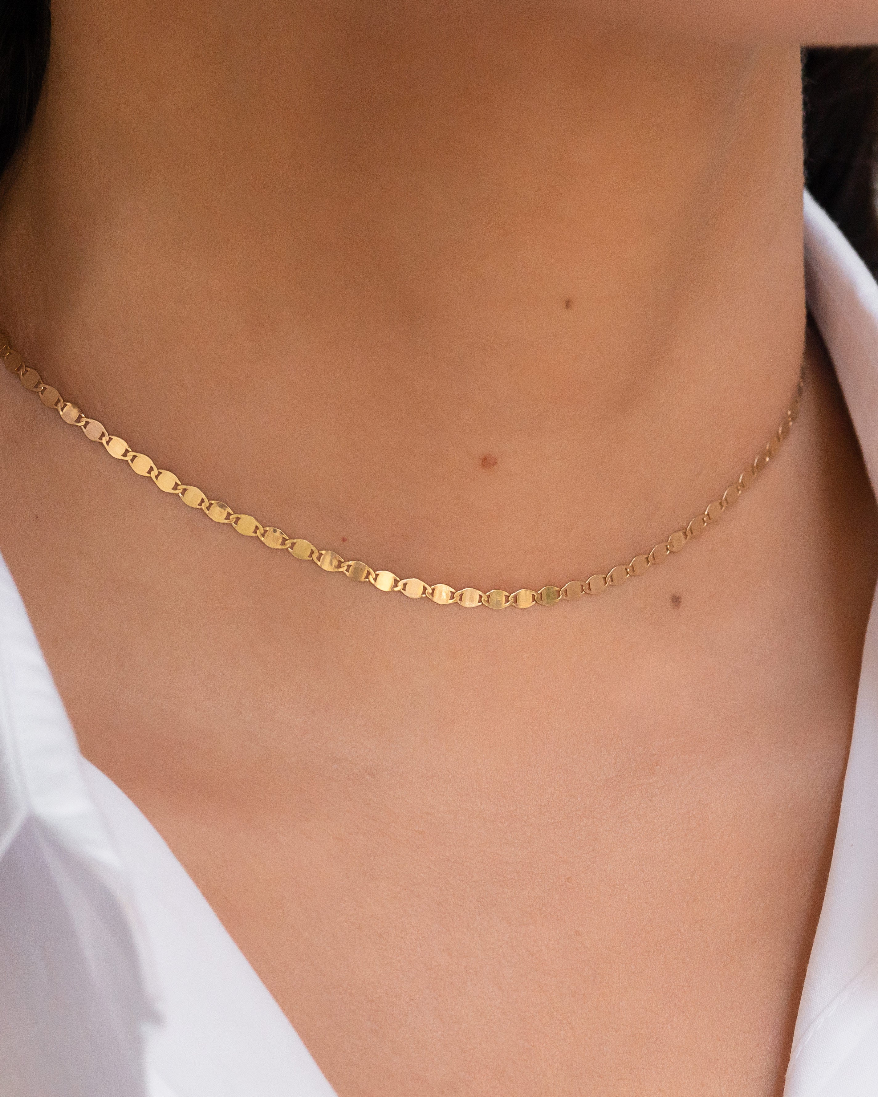 14k Gold Mirror Chain Link Necklace Chains Zoe Lev Jewelry