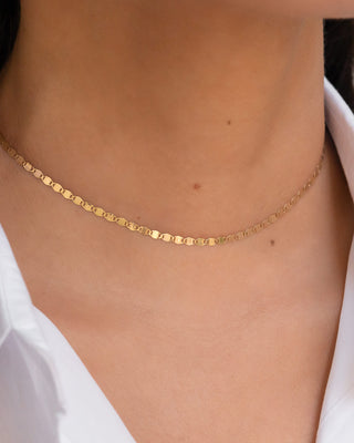 14k Gold Mirror Chain Link Necklace