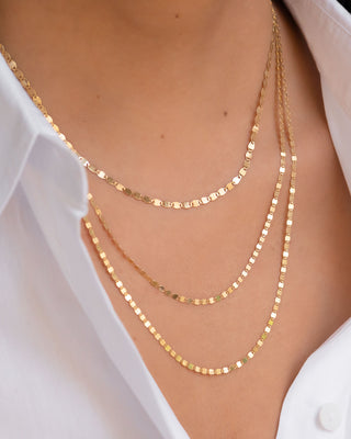 14k Gold Mirror Chain Link Necklace