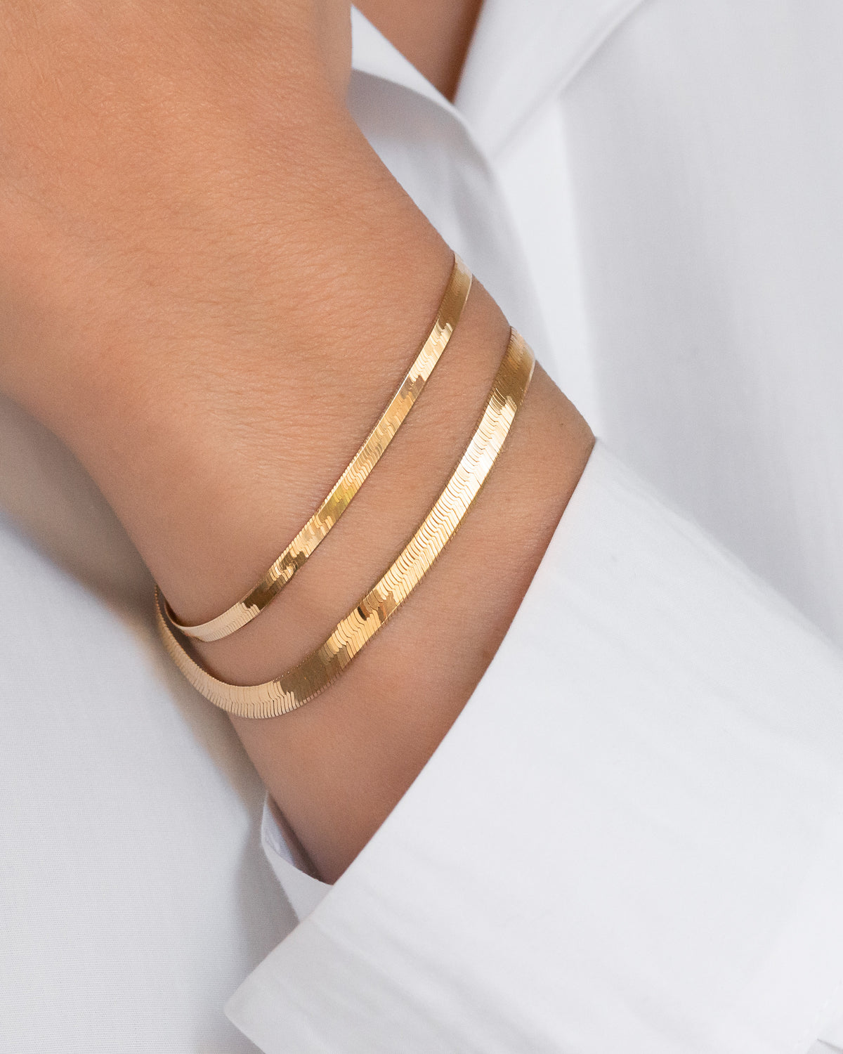 14k Gold Large Herringbone Bracelet