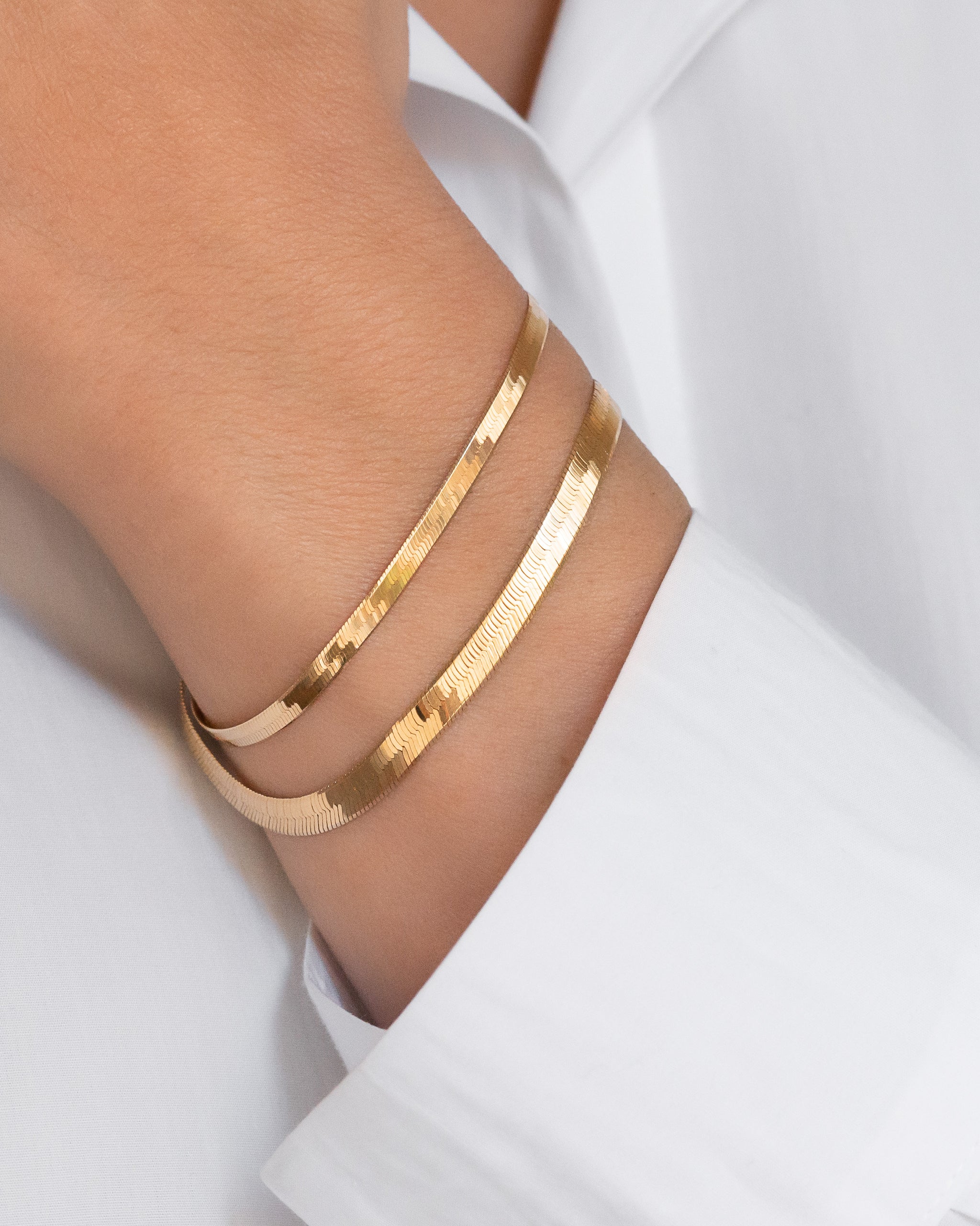 Large Herringbone Gold Bracelet