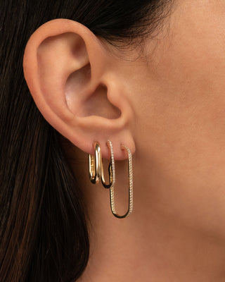 14k Gold Thick Oval Hoop Earrings