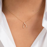Diamond Wishbone Necklace Zoe Lev Jewelry