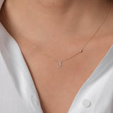 Diamond Initial and Bezel Necklace Personalized Zoe Lev Jewelry