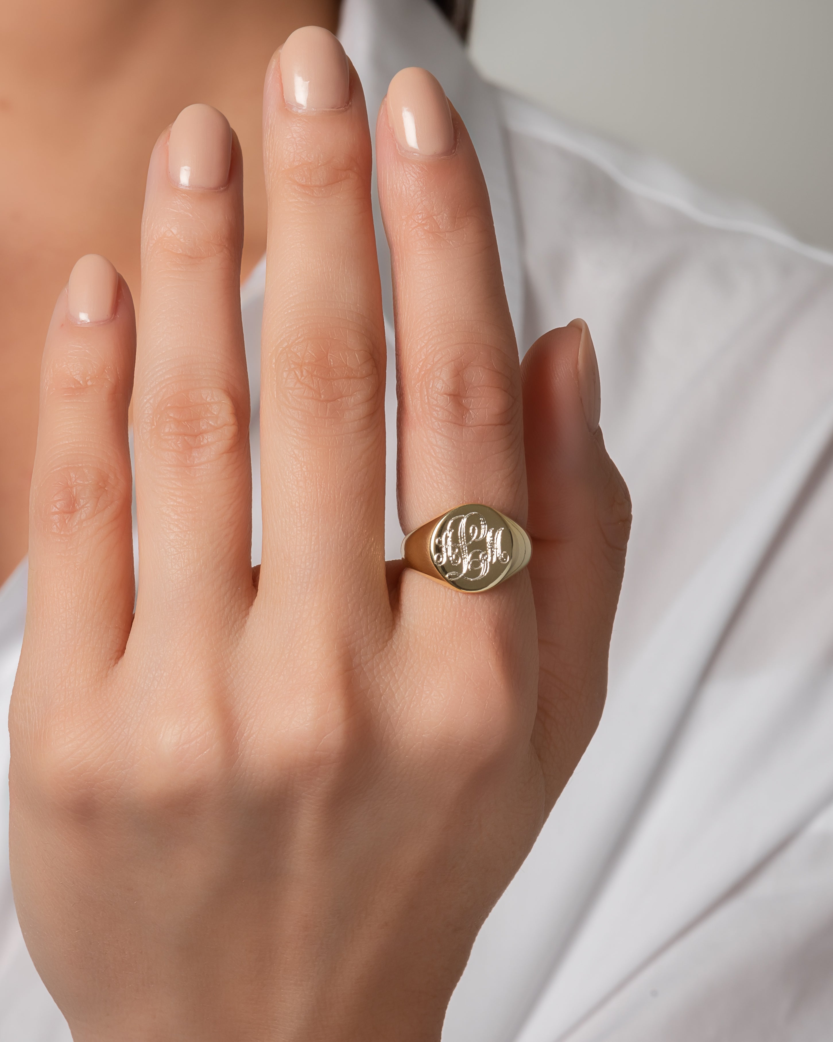 Large Signet Ring Personalized Zoe Lev Jewelry