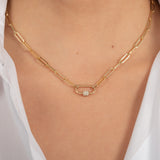 14k Gold Large Paper Clip Chain with Diamond Carabiner Necklace Chains Zoe Lev Jewelry