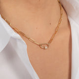 14k Gold Large Paper Clip Chain with Diamond Carabiner Necklace Chains Zoe Lev Jewelry