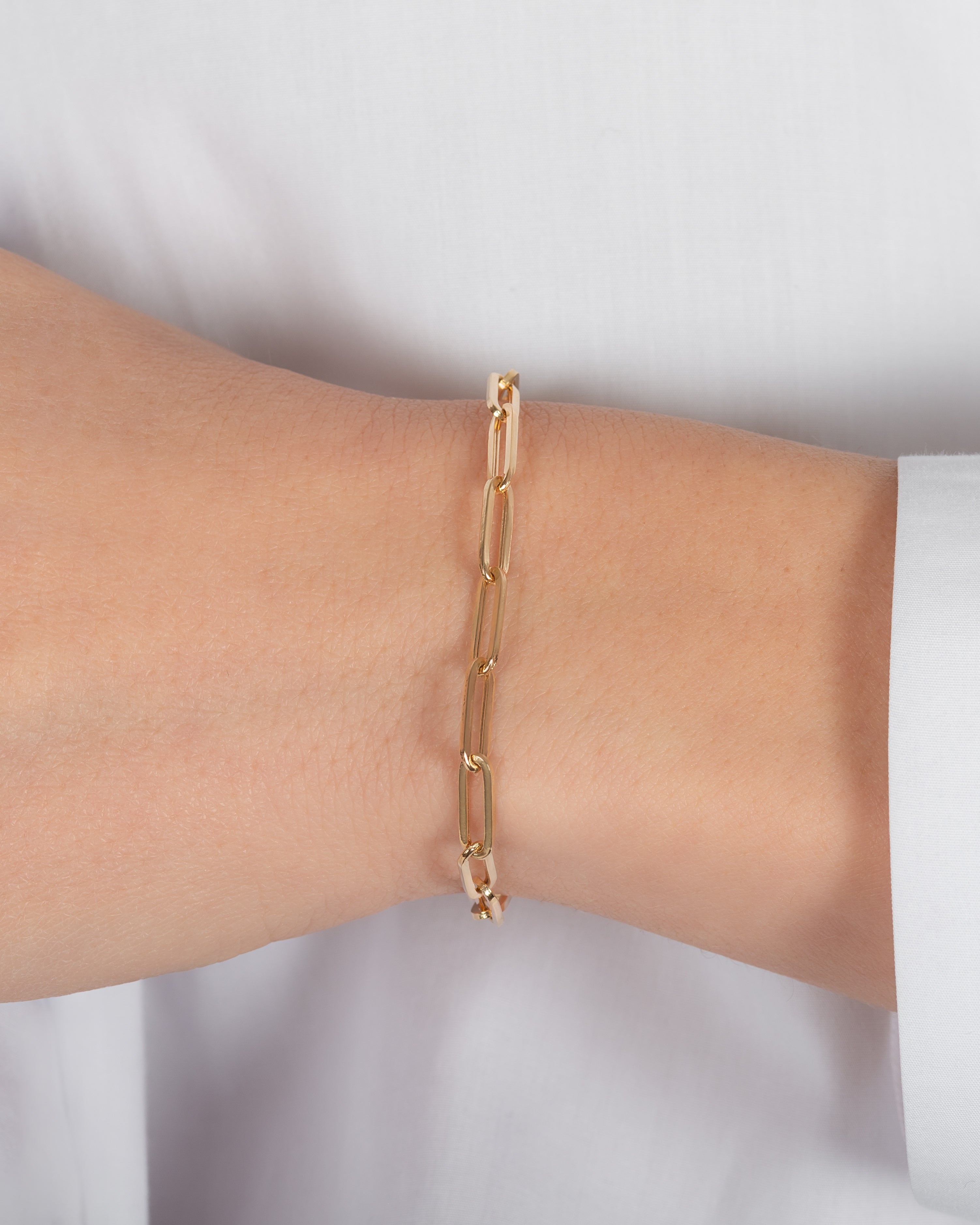 14k Gold Large Paper Clip Chain Bracelet - 6.5" SAMPLE SALE Zoe Lev Jewelry