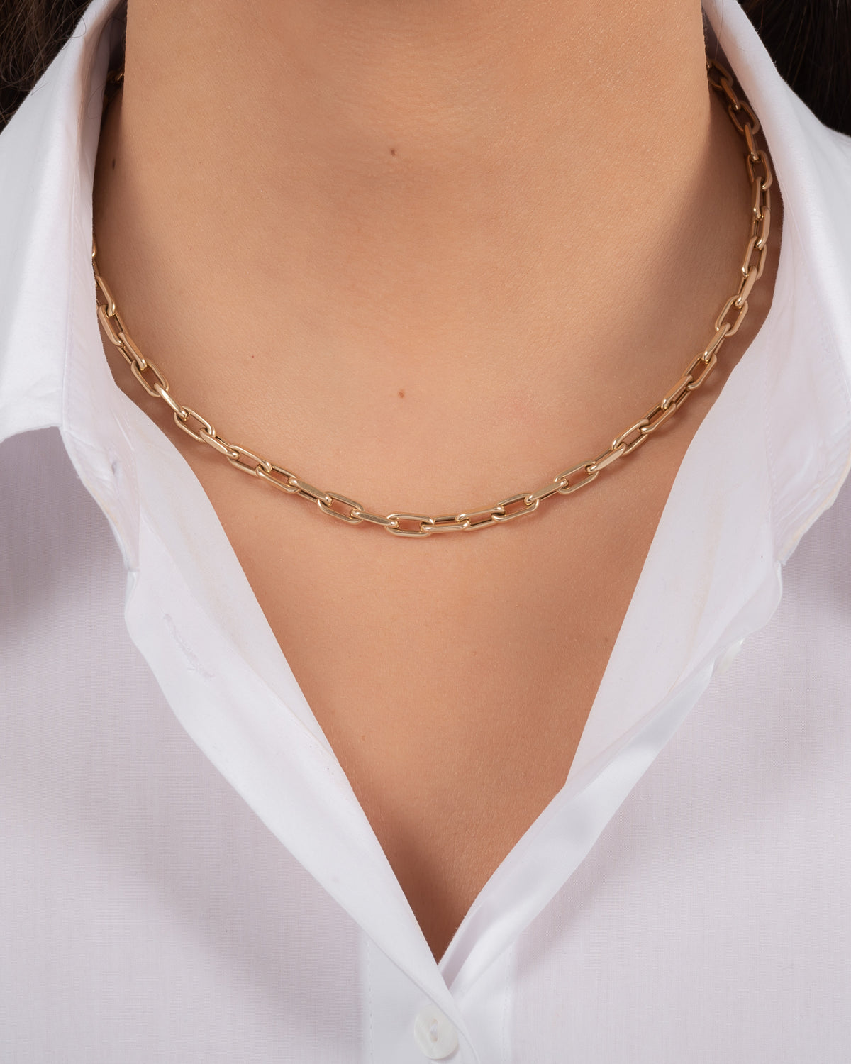 14k Gold Large Open Link Chain Necklace