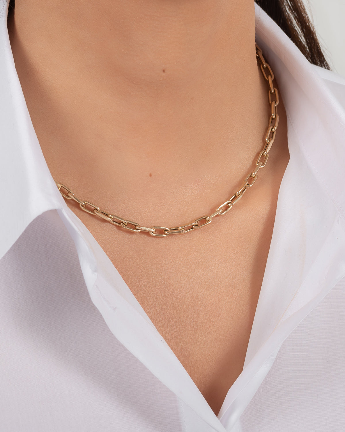 14k Gold Large Open Link Chain Necklace