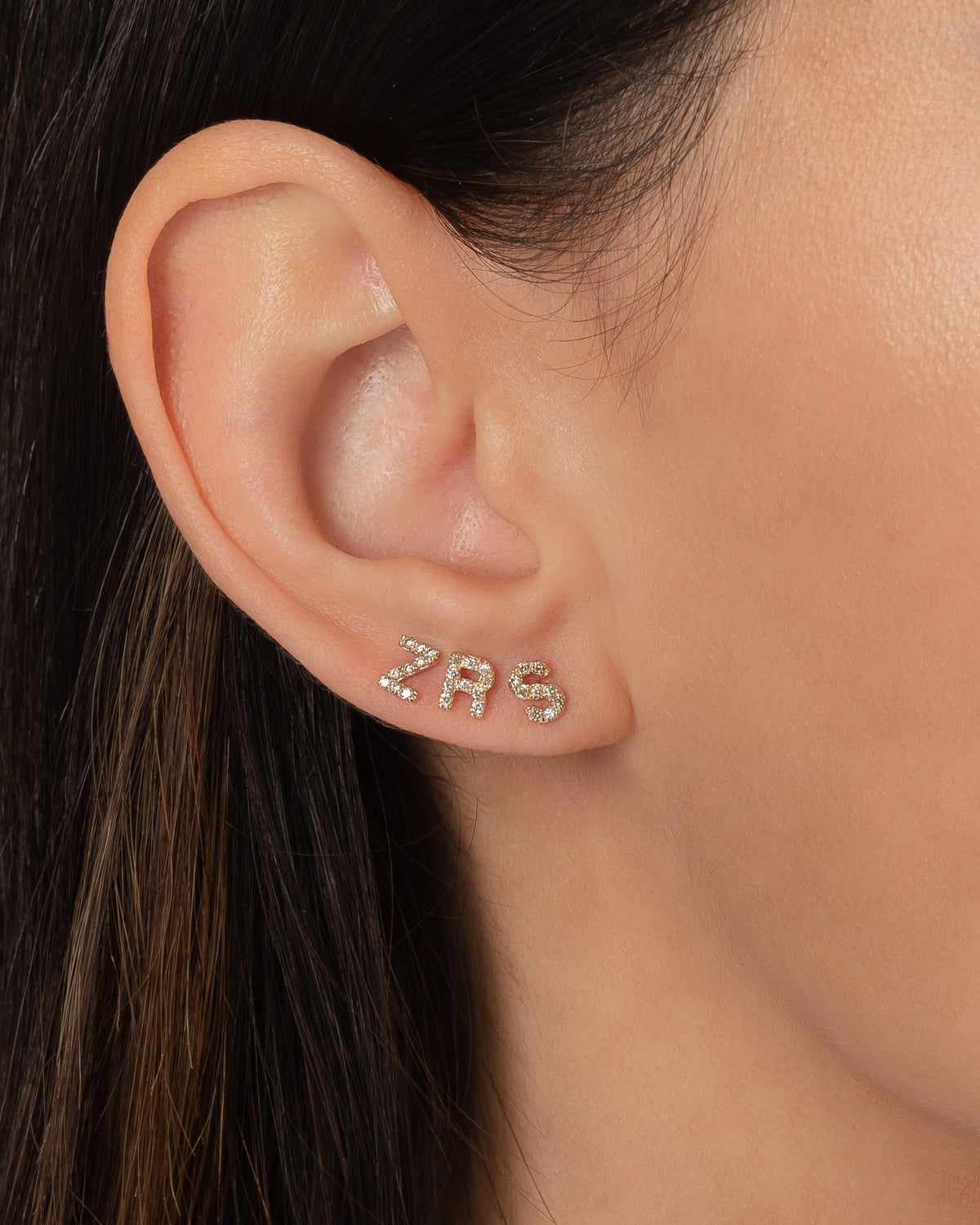 Diamond Initials Stud Earrings