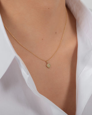 14k Gold Heart with Tiny Diamond Pendant