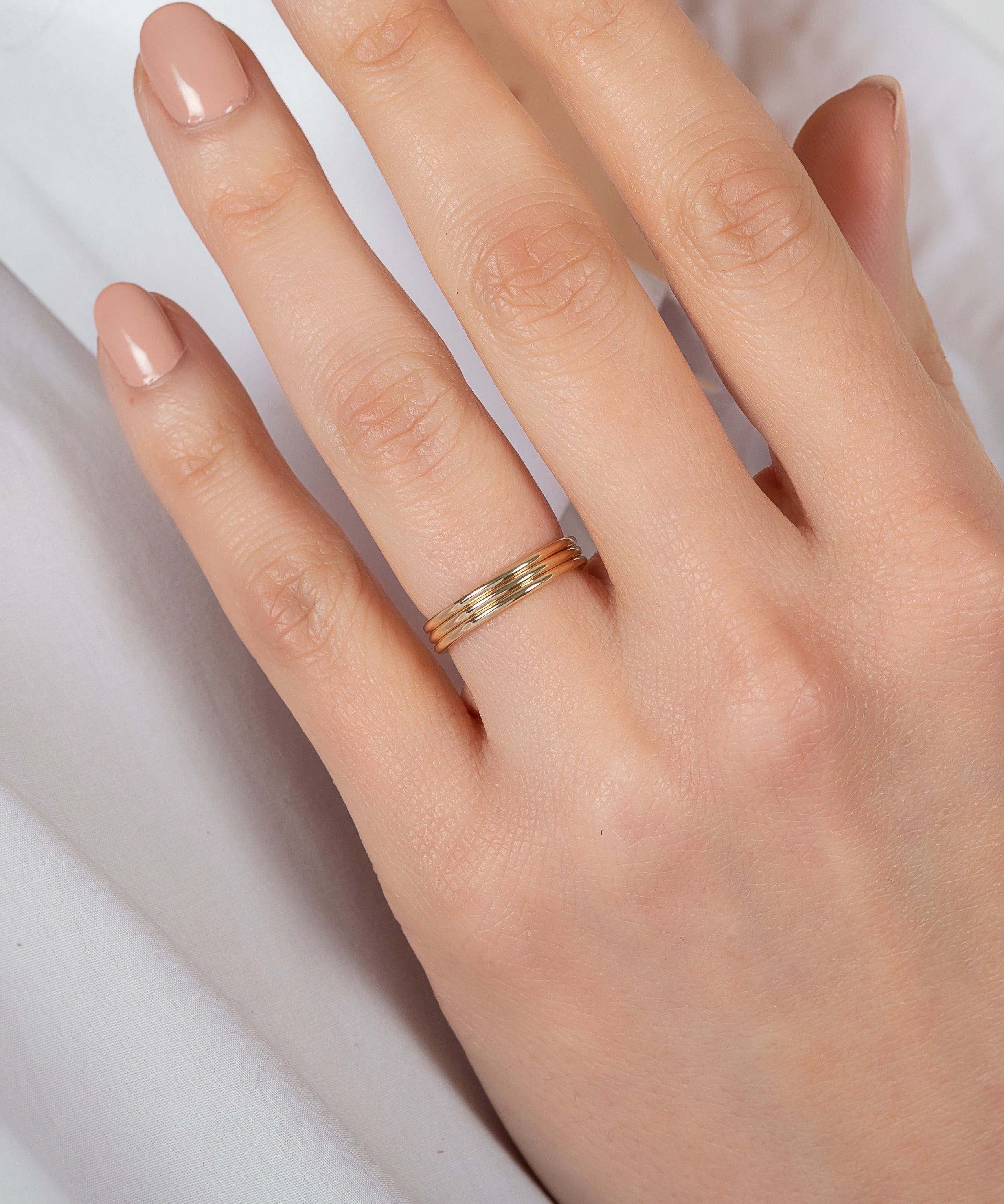 14k Gold Trio Band - Size 8 SAMPLE SALE Zoe Lev Jewelry