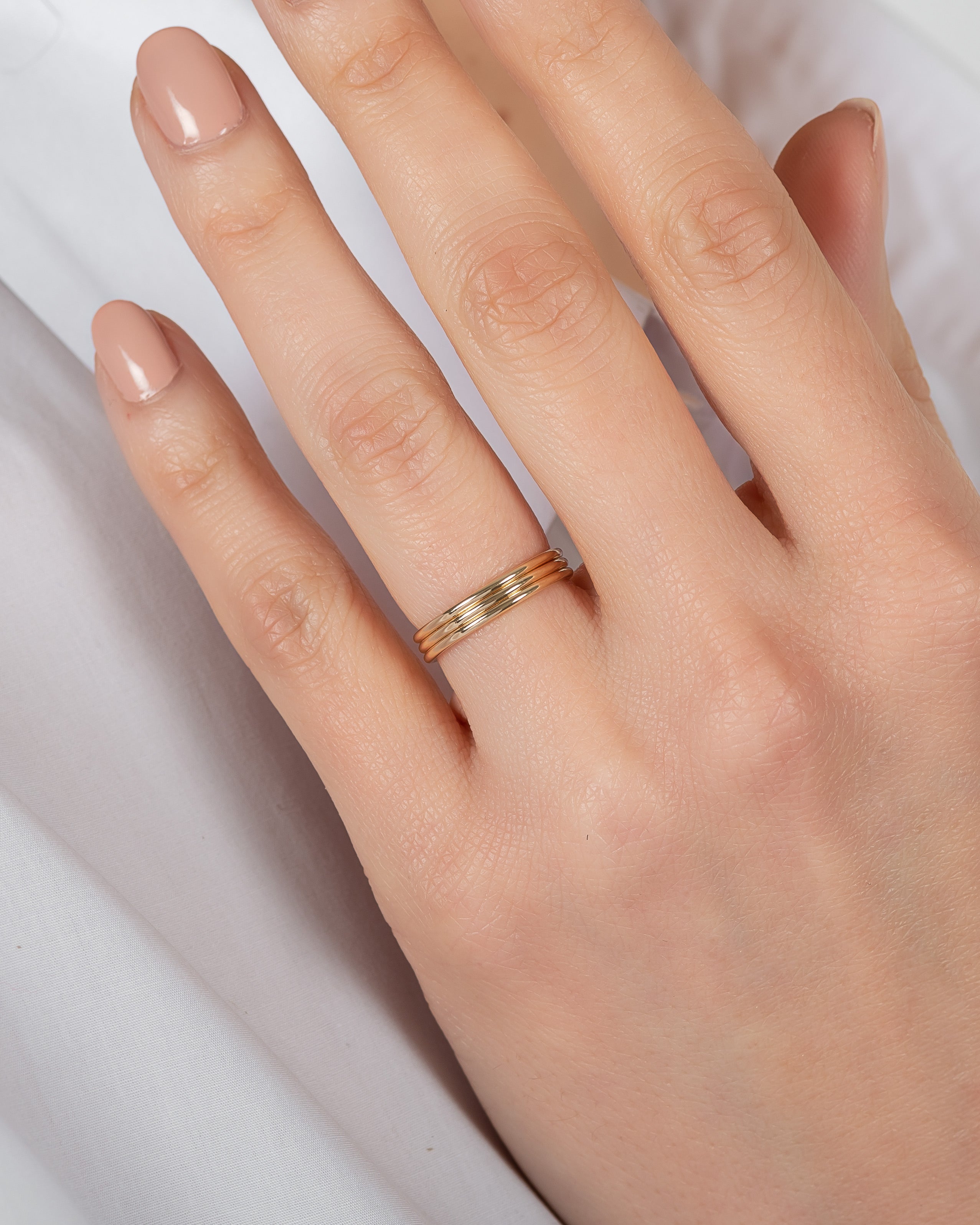 14k Gold Trio Band - Size 8 SAMPLE SALE Zoe Lev Jewelry