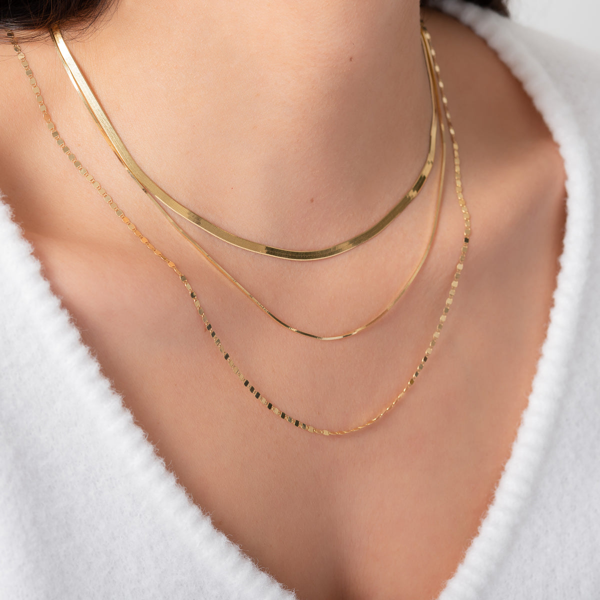 14k Gold Mirror Chain Link Necklace