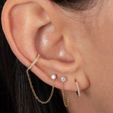 3 Prong Diamond Stud Chain Earrings Zoe Lev Jewelry