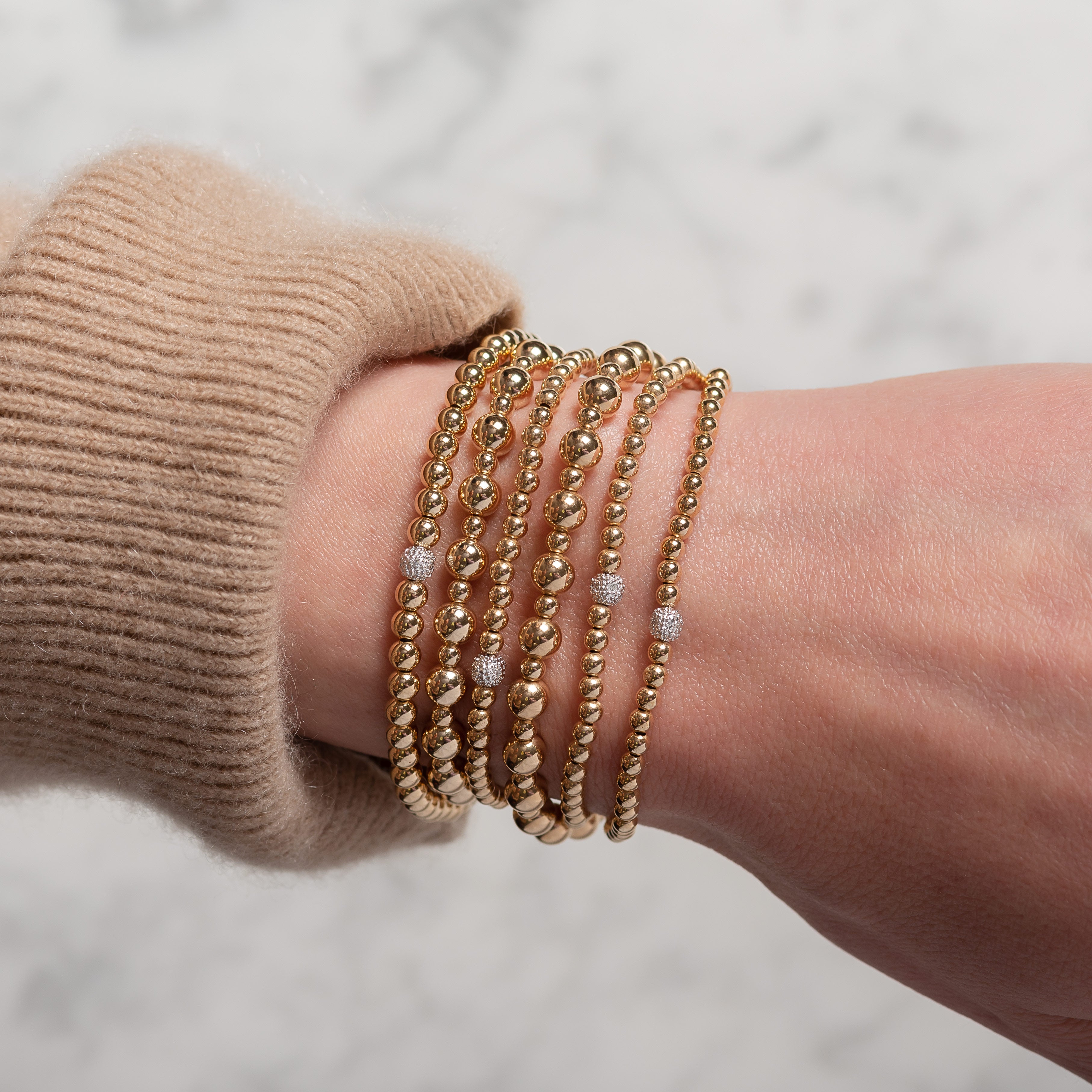 Simple Stacking Beaded Bracelet - Silver & 9ct Gold Filled – Tomm Jewellery