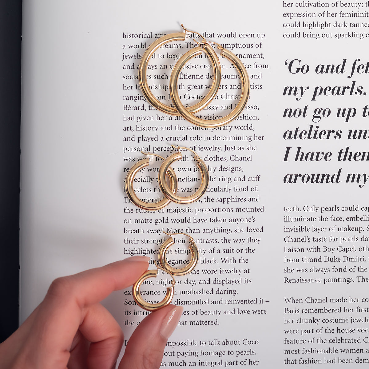 14k Gold Small Thick Hoop Earrings