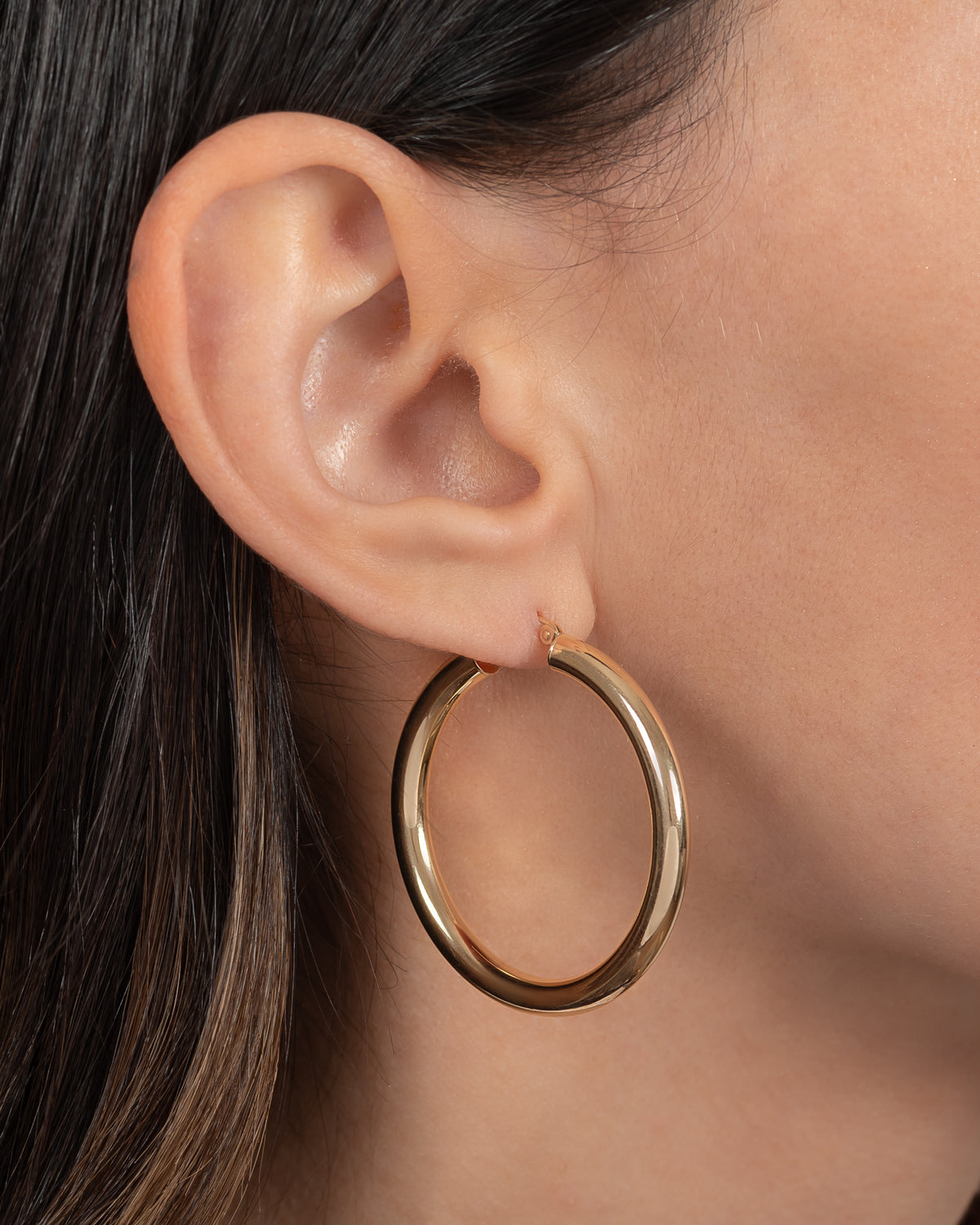 14k Gold Large Thick Hoop Earrings