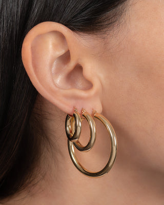 14k Gold Small Thick Hoop Earrings