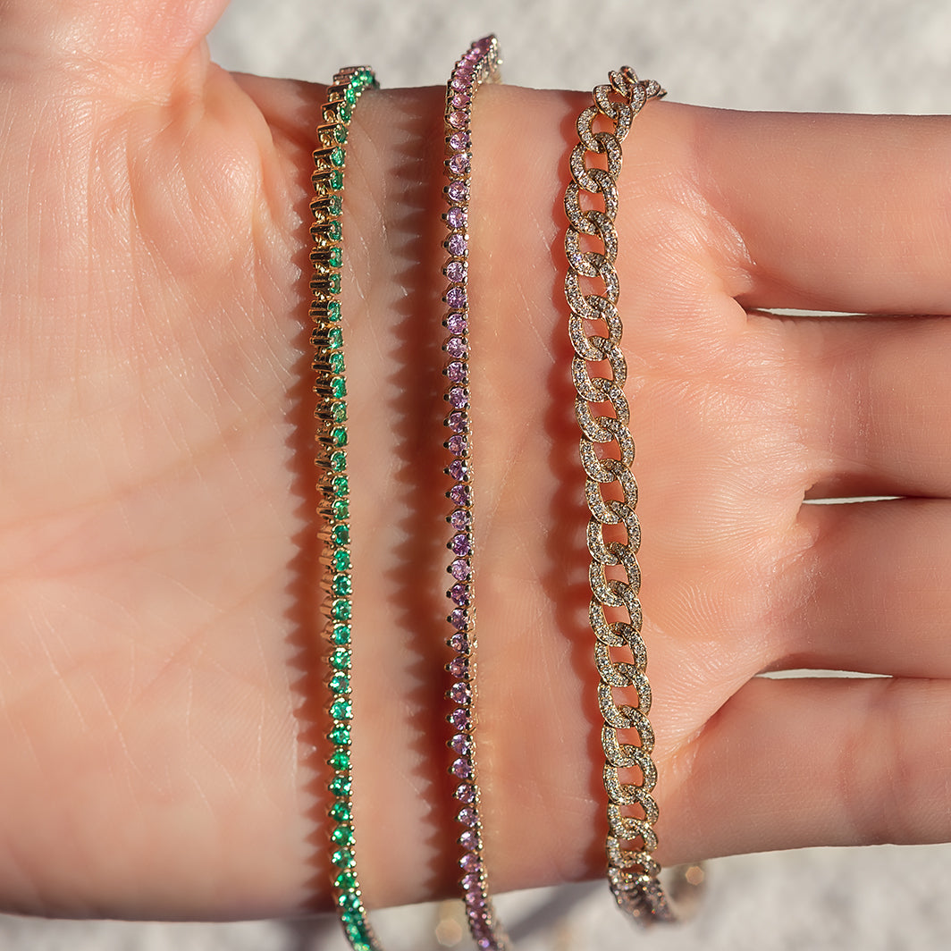 3 Prong Pink Sapphire Tennis Necklace Zoe Lev Jewelry