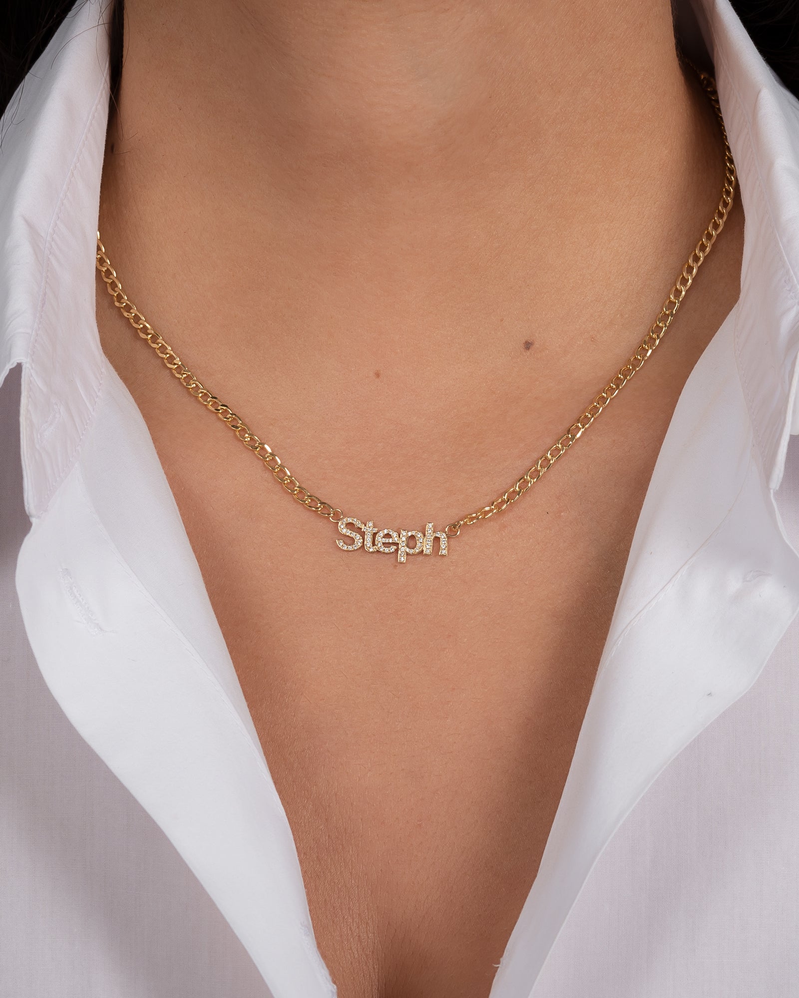 Cuban Link Diamond Name Choker Personalized Zoe Lev Jewelry