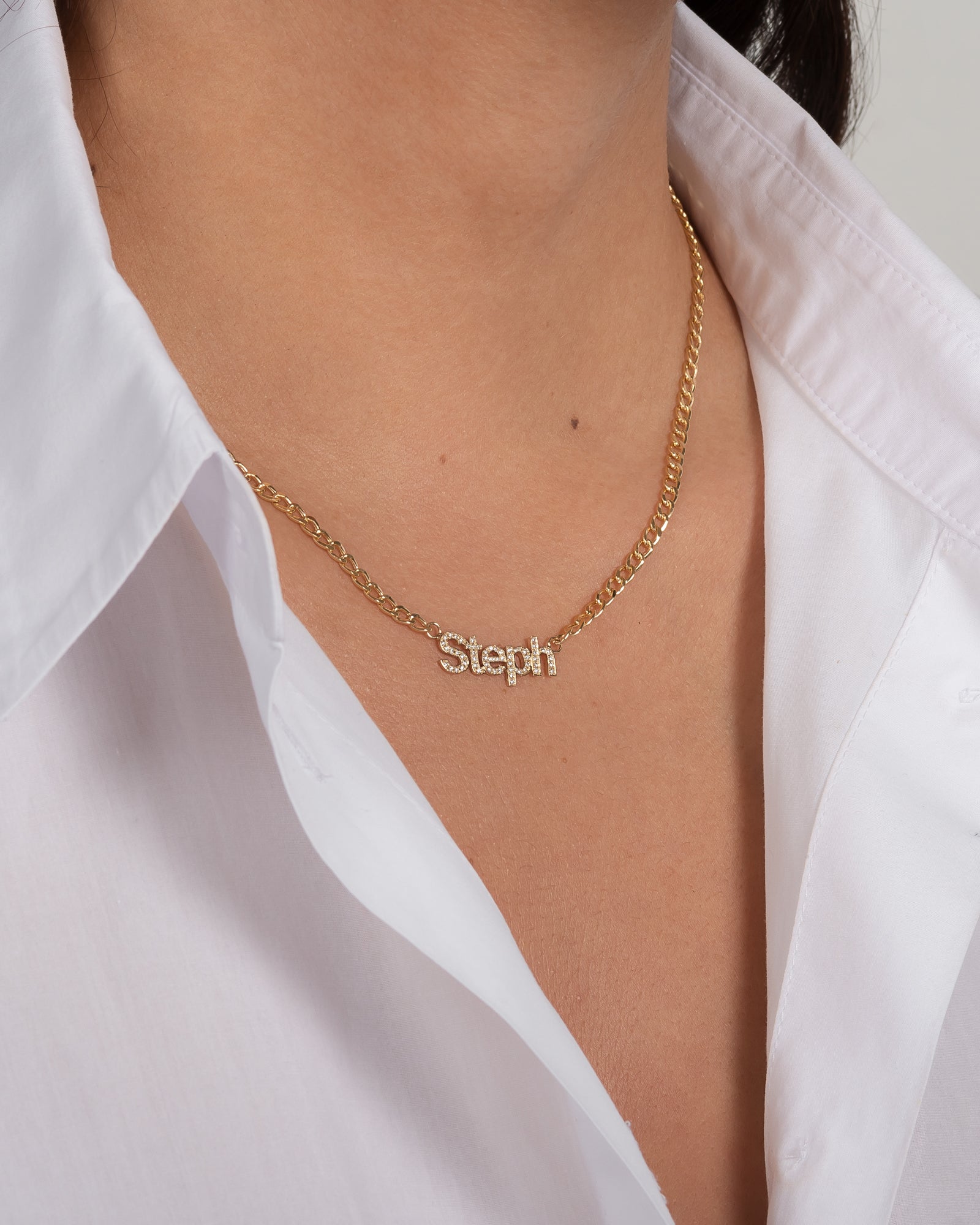 Cuban Link Diamond Name Choker Personalized Zoe Lev Jewelry