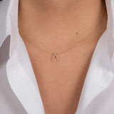 Mini Diamond Wishbone Pendant Zoe Lev Jewelry