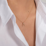 Mini Diamond Wishbone Pendant Zoe Lev Jewelry
