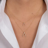 Diamond Wishbone Pendant Zoe Lev Jewelry
