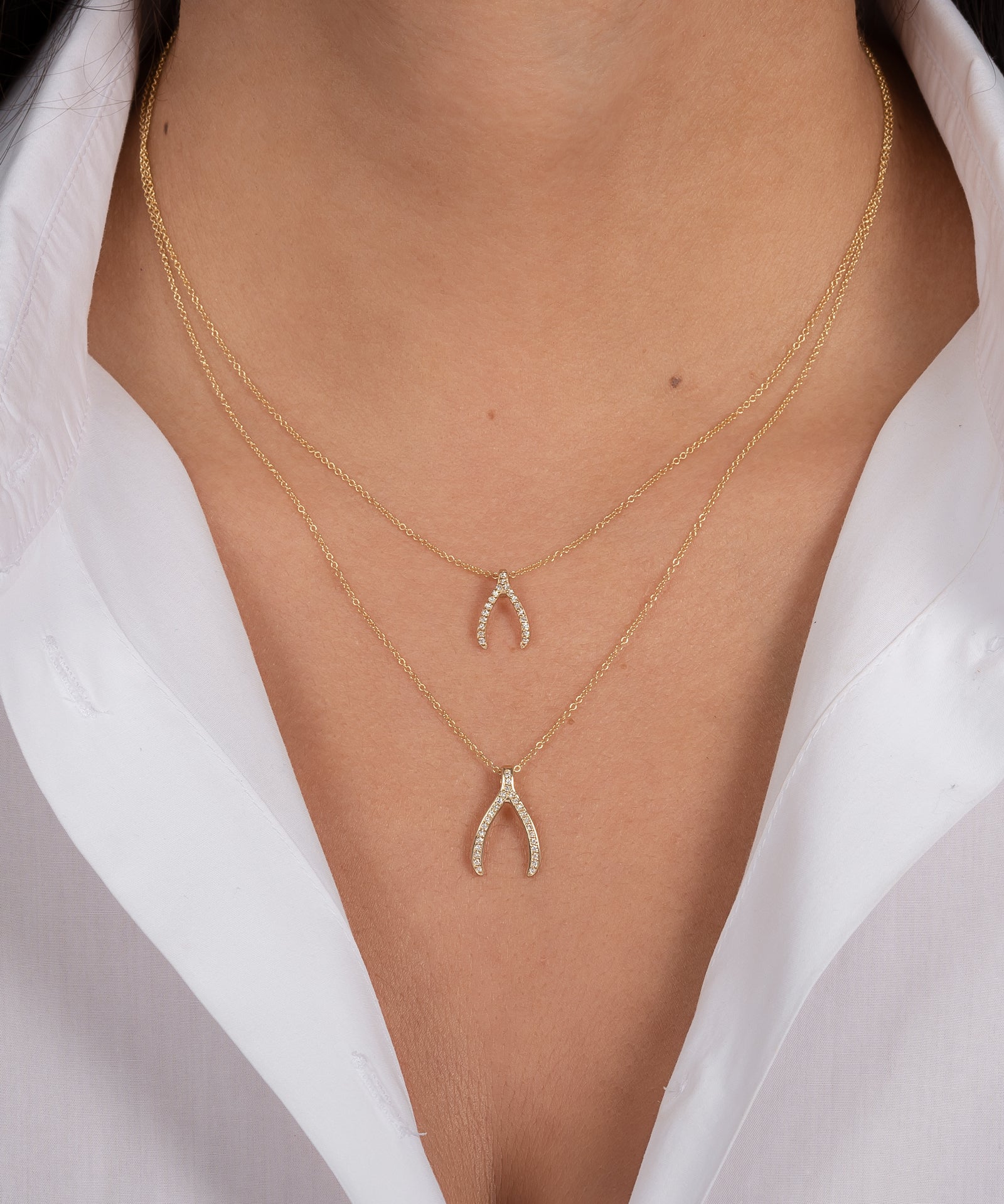 Diamond Wishbone Necklace Zoe Lev Jewelry