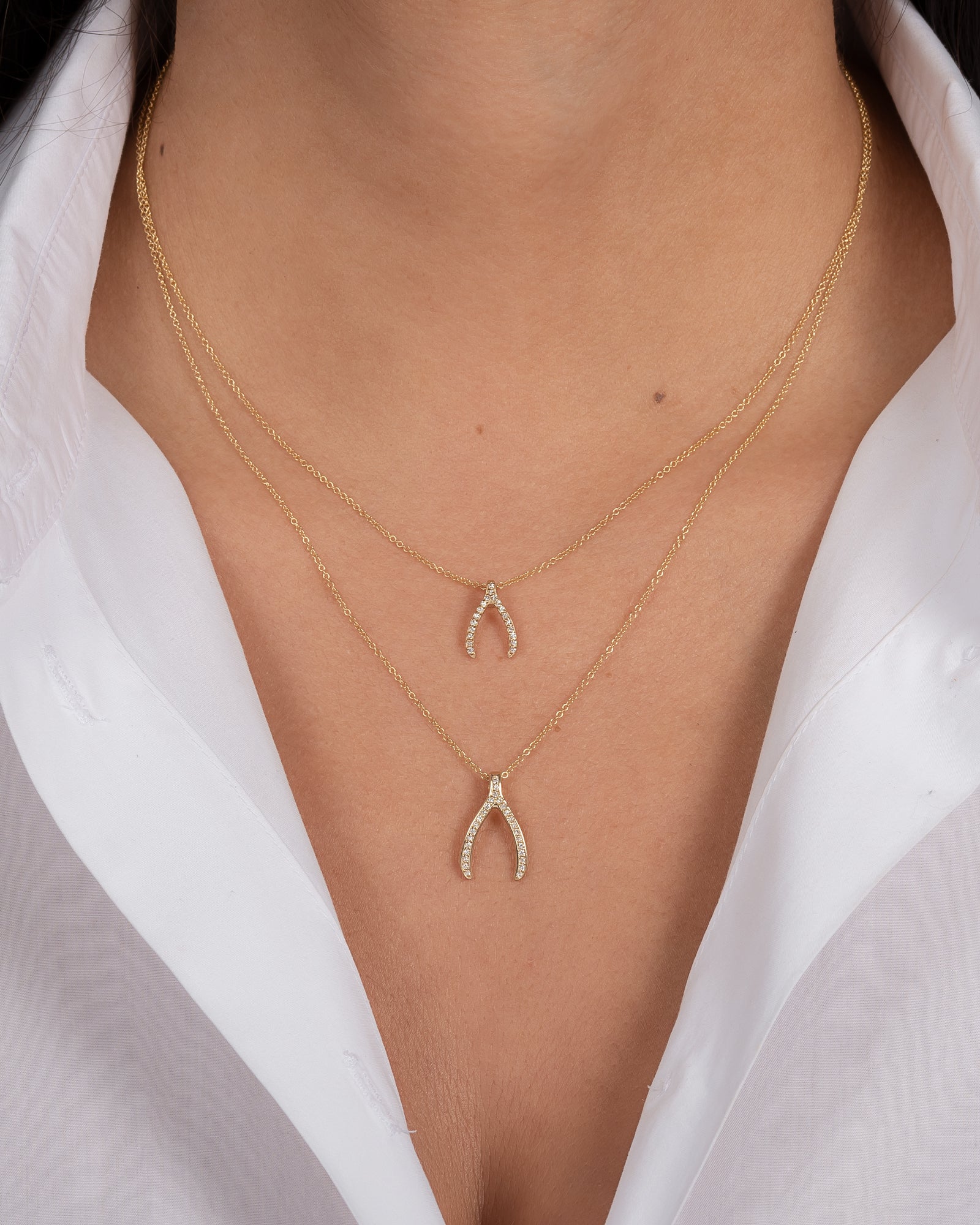 Diamond Wishbone Necklace Zoe Lev Jewelry