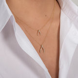 Mini Diamond Wishbone Pendant Zoe Lev Jewelry