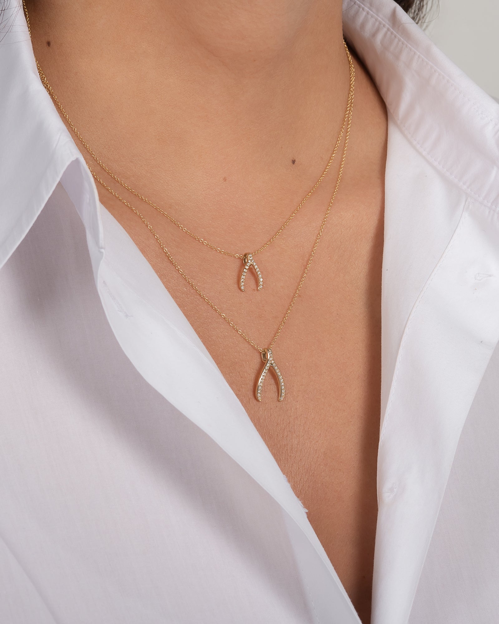 Diamond Wishbone Necklace Zoe Lev Jewelry