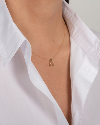 14k Gold Mini Wishbone Necklace