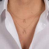 14k Gold Wishbone Necklace Zoe Lev Jewelry