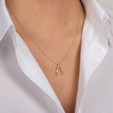 14k Gold Wishbone Necklace Zoe Lev Jewelry