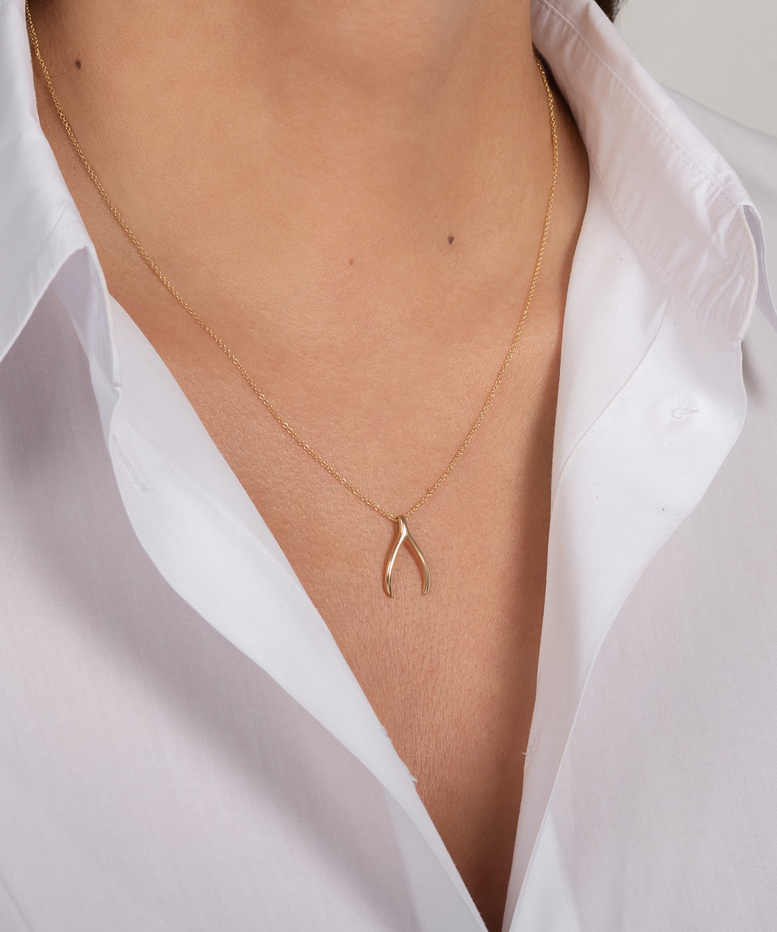14k Gold Wishbone Necklace Zoe Lev Jewelry