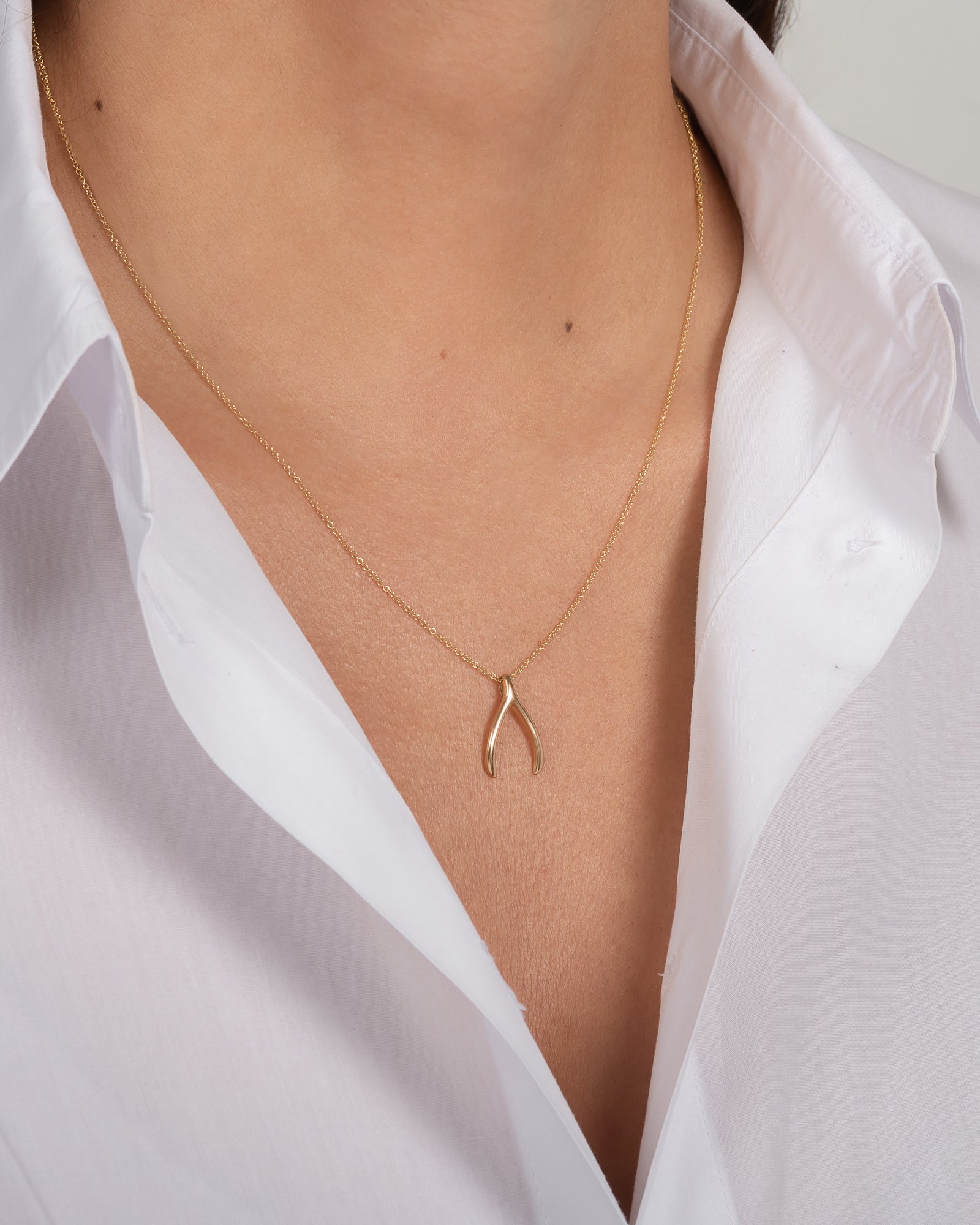 14k Gold Wishbone Necklace Zoe Lev Jewelry