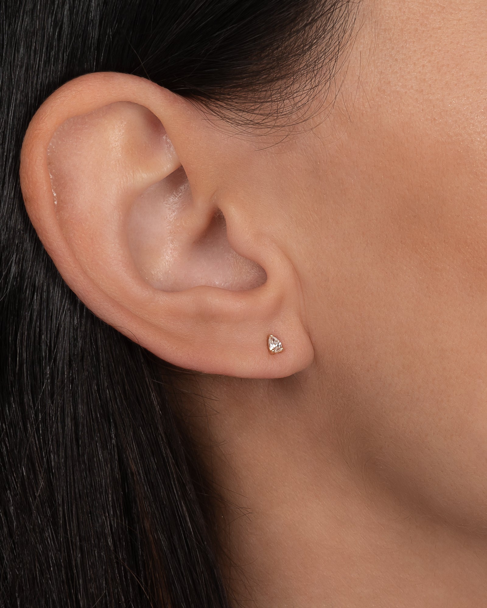3 Prong Diamond Pear Stud Earring - Single SAMPLE SALE Zoe Lev Jewelry