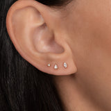 3 Prong Diamond Pear Stud Earring - Single SAMPLE SALE Zoe Lev Jewelry
