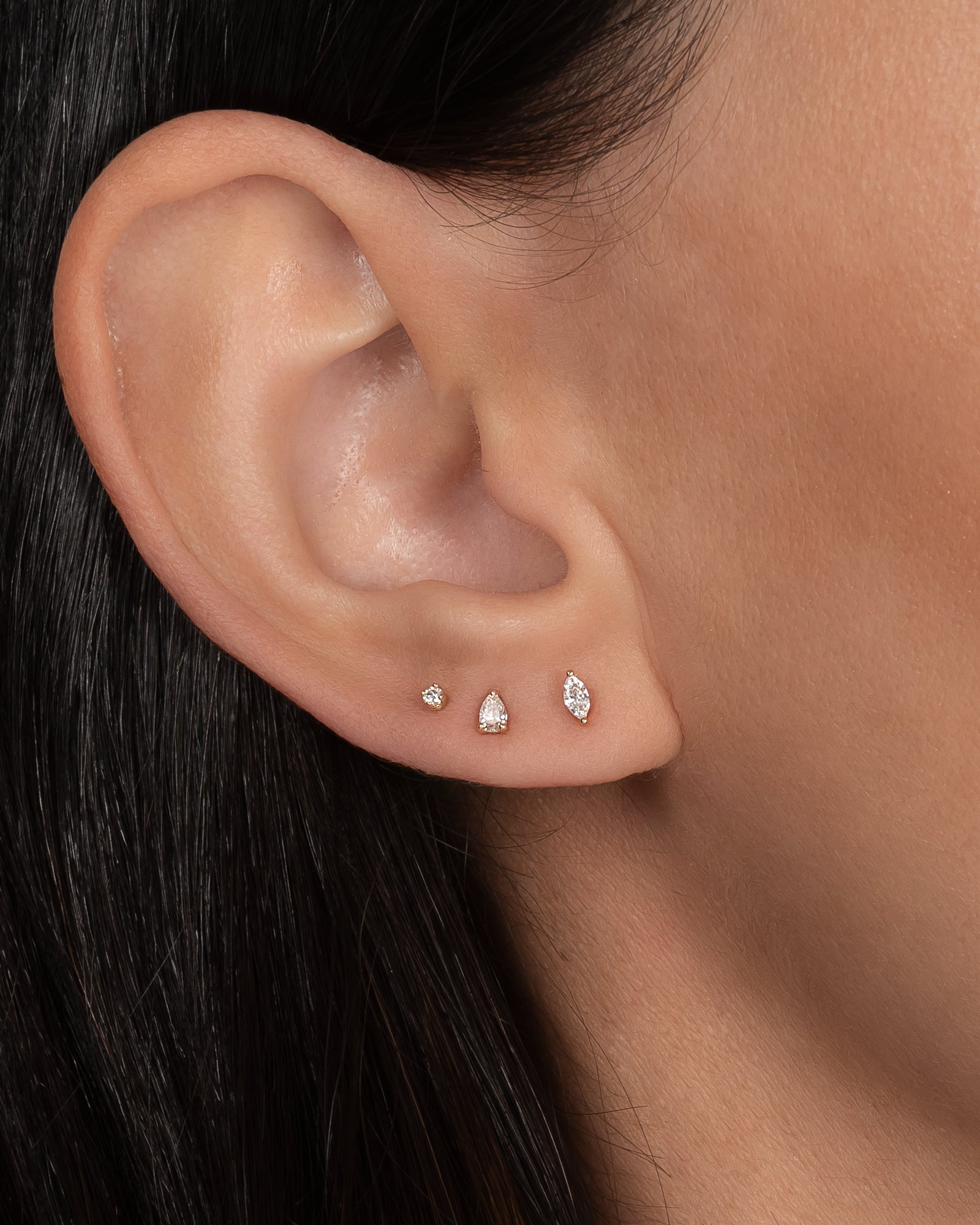 3 Prong Diamond Pear Stud Earring - Single SAMPLE SALE Zoe Lev Jewelry